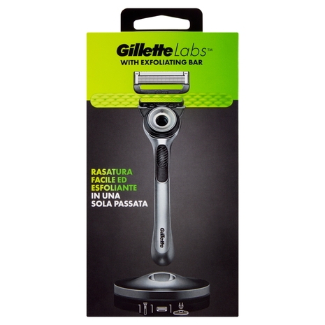 Gillette Rasoio da Uomo Labs Silver Manico + Lamette di Ricambio, 1 Ricarica